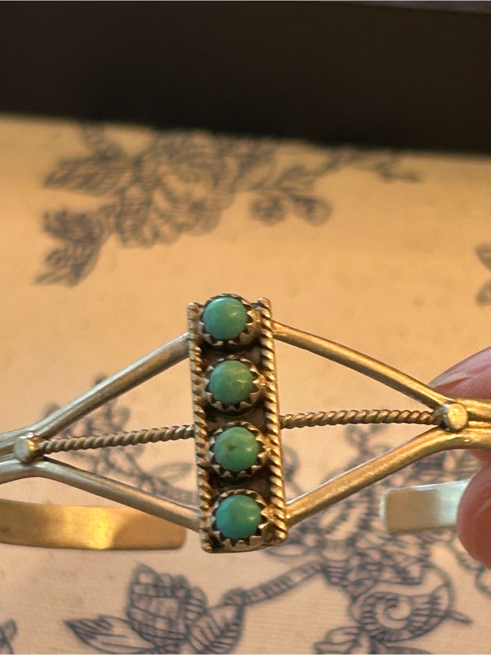 Turquoise Stone Silver Cuff Bracelet